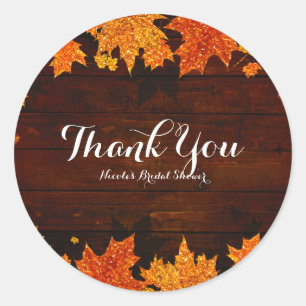 Sticker Rond Feuilles Pailletées d'Automne Favori Glam Rustique