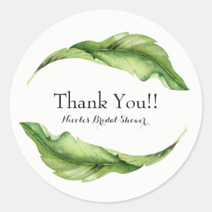 Sticker Rond Feuilles Tropicales Élégant Chic Cadeau de Mariage