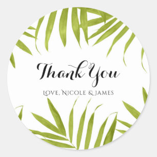 Sticker Rond Feuilles tropicaux Été Mariage élégant Faveur