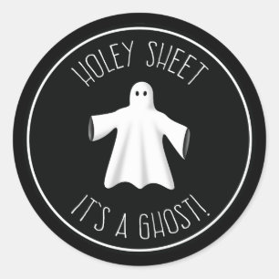 Sticker Rond Feuillet Holey C'est un fantôme - Drôle Halloween
