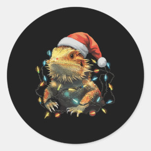 Sticker Rond Feux de Noël du Dragon à oreilles mignonnes Santa 