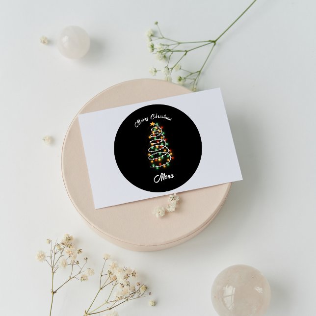 Sticker Rond Feux de Noël nom personnalisé (Créateur téléchargé)