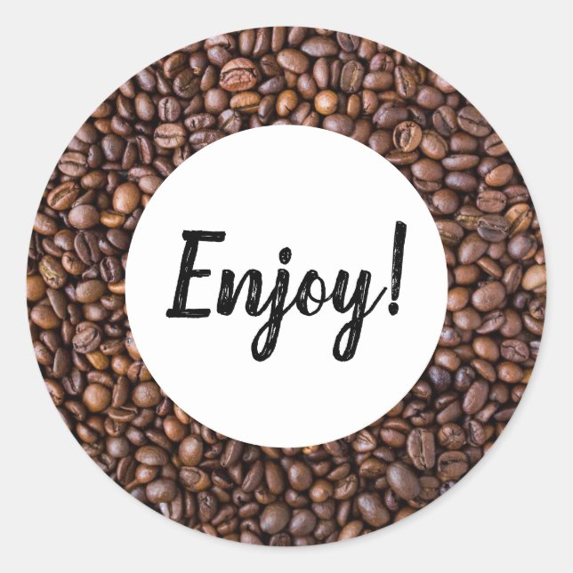 Sticker Rond Fèves de café - Profitez sur mesure (Devant)