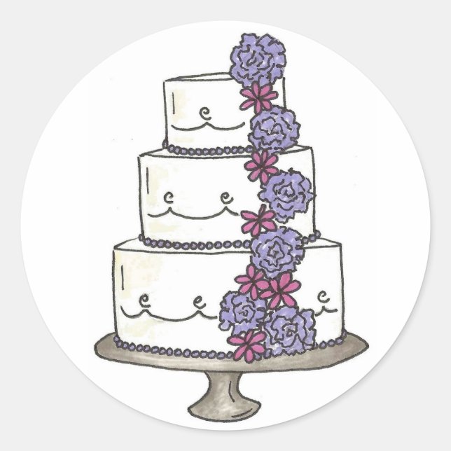 Sticker Rond Fiançailles de Fête des mariées de gâteau Mariage  (Devant)
