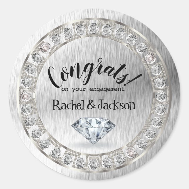 Sticker Rond Fiançailles diamant argenté (Devant)