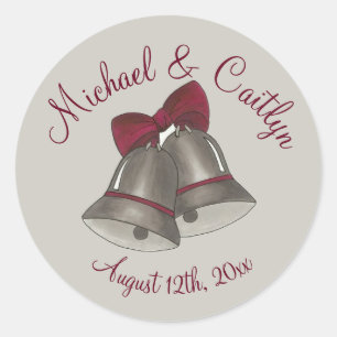 Sticker Rond Fiançailles Mariage Argent Bells Enregistrer la da