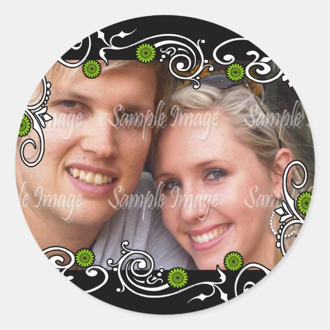 Sticker Rond Fiançailles photo PERSONNALISER (Devant)