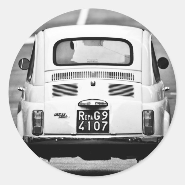 Sticker Rond Fiat 500 à Rome, Italie (Devant)