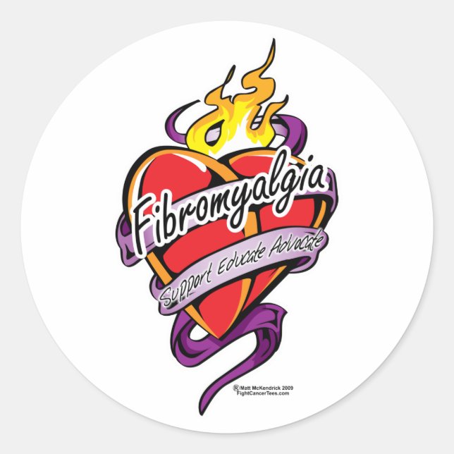 Sticker Rond Fibromyalgie Tattoo Heart (Devant)