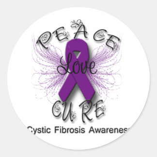 Sticker Rond Fibrose kystique Paix amour Cure Papillon 2