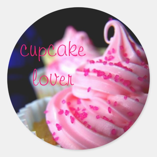 Sticker Rond Fiche autocollante de l'amant Cupcake (Devant)