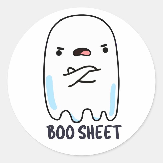 Sticker Rond Fiche De Livres Drôle Halloween Fantôme Pun (Devant)