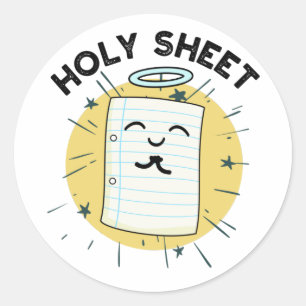Sticker Rond Fiche sainte Funny Jeu de papier halo