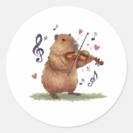 Sticker Rond fiddler capybara