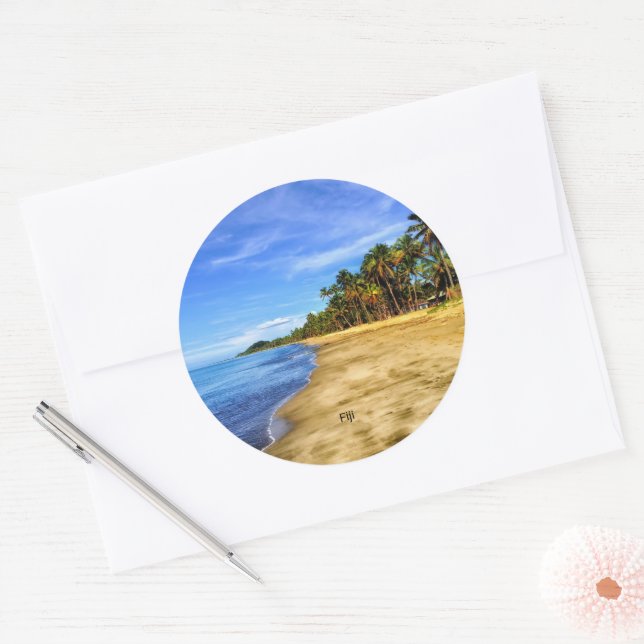 Sticker Rond Fidji photo pittoresque (Enveloppe)