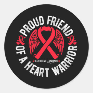 Sticker Rond Fier Ami D'Un Guerrier Du Coeur Maladie Cardiaque