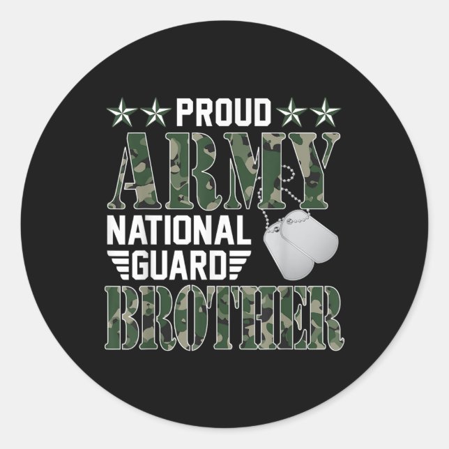 Sticker Rond Fier Armée Garde nationale Frère Famille militaire (Devant)