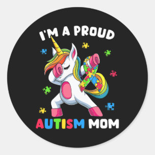 Sticker Rond Fier Autisme Maman Danse Dab
