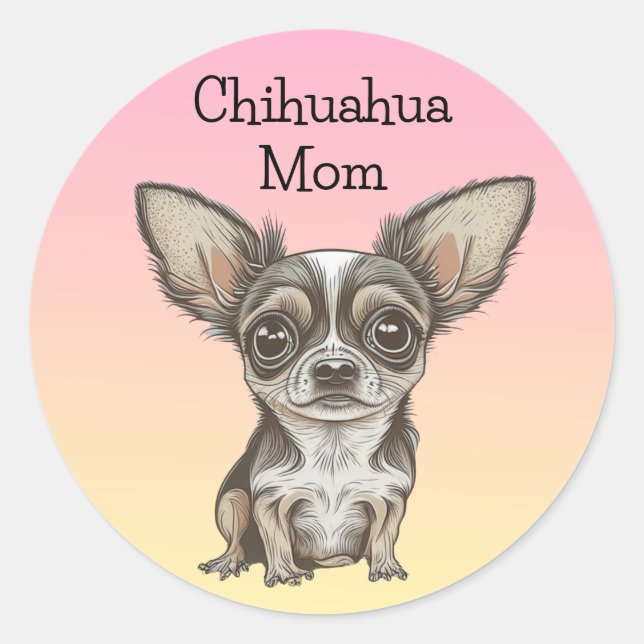Sticker Rond Fier Chihuahua Maman (Devant)