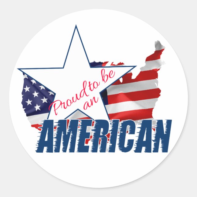 Sticker Rond Fier d'être un Américain (Devant)