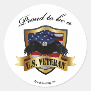Sticker Rond Fier d'être un vétéran des États-Unis