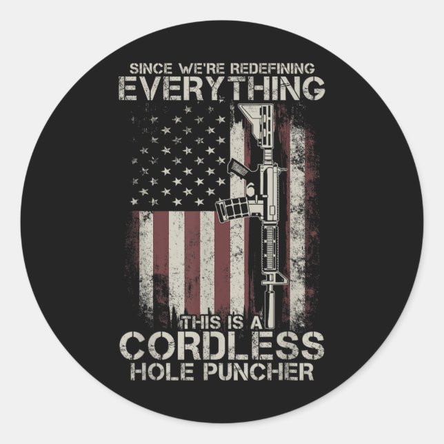 Sticker Rond Fier drapeau américain vétéran des droits d'armes  (Devant)