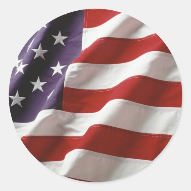 Sticker Rond Fier et patriotique drapeau américain (Devant)