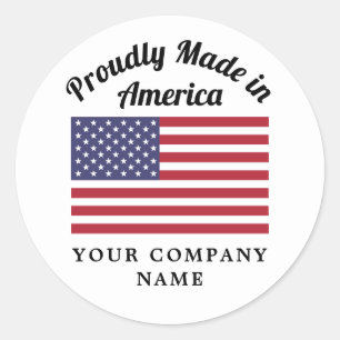 Sticker Rond Fier Fabriqué en Amérique États-Unis Drapeau améri