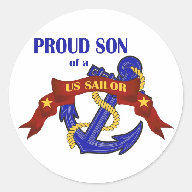 Sticker Rond Fier fils d'un marin américain (Devant)