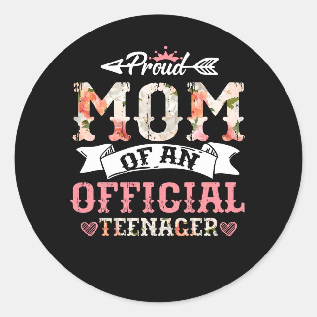 Sticker Rond Fier Maman De Officielle Adolescent 13e Anniversai (Devant)