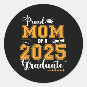 Sticker Rond Fier Maman D'Un Cl De 2025 Diplômé Senior 25