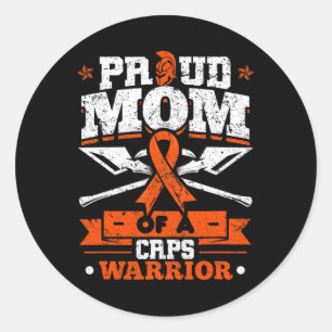 Sticker Rond Fier Maman D'Un Mois Guerrier De Crps Ruban Orange