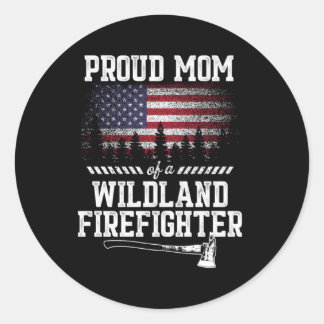Sticker Rond Fier Maman Wildland pompier