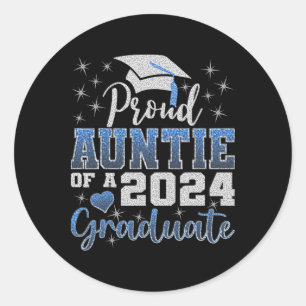 Sticker Rond Fier Tante De 2024 Diplômé Awesome Famille Colle