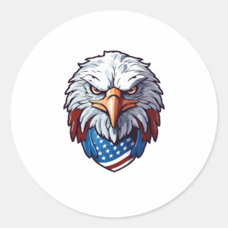 Sticker Rond Fierce Bald Eagle Head avec USA Bandana