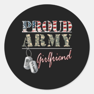 Sticker Rond Fière amie de l'armée de drapeau américain vétéran