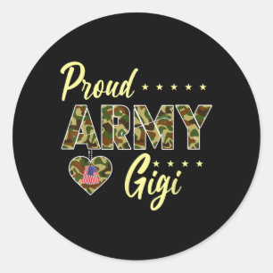Sticker Rond Fière armée Gigi camouflage soldat famille amour