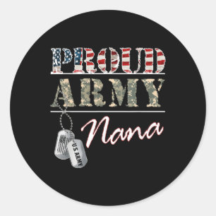 Sticker Rond Fière armée Nana American Flag vétéran militaire