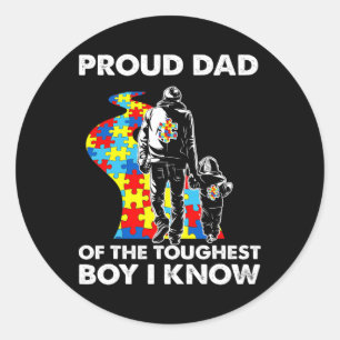 Sticker Rond Fière Autisme Père Et Fils Sensibilisation sur l'a