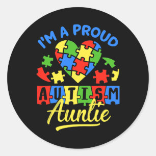 Sticker Rond Fière Autisme Tante Sensibilisation Tante Autiste 