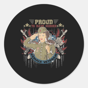 Sticker Rond Fière D'Avoir Servi Femme Vétérinaire Drapeau Amér
