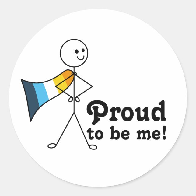 Sticker Rond Fière d'être moi Aro Ace fierté super héros (Devant)