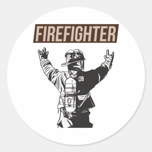 Sticker Rond Fière escouade de pompiers (Devant)