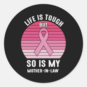 Sticker Rond Fière famille Cancer du sein guerrière Mère-en-Bel