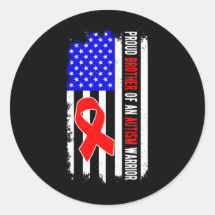 Sticker Rond Fière Frère D'Un Guerrier Autiste Avril Sensibilis