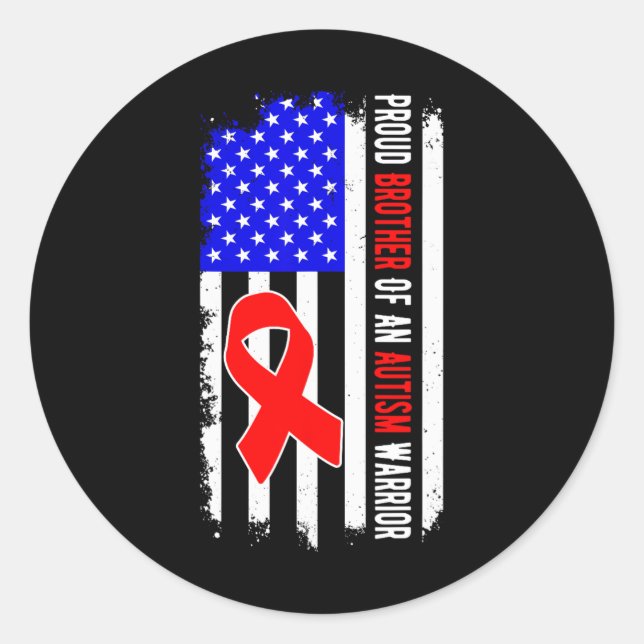 Sticker Rond Fière Frère D'Un Guerrier Autiste Avril Sensibilis (Devant)