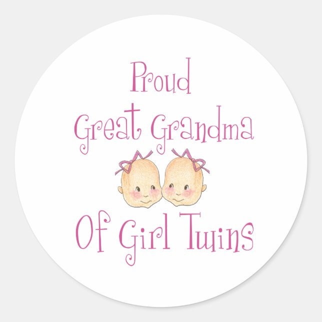 Sticker Rond Fière Grand Grand-Mère De Filles Jumeaux (Devant)