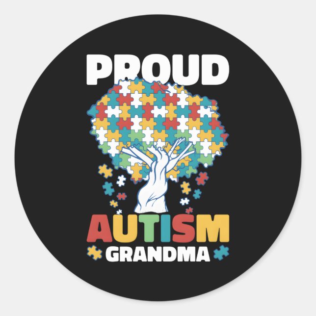 Sticker Rond Fière Grand-mère de l'autisme pour l'autisme (Devant)
