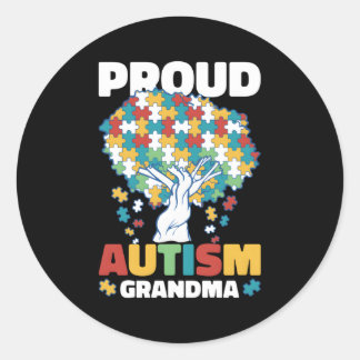 Sticker Rond Fière Grand-mère de l'autisme pour l'autisme