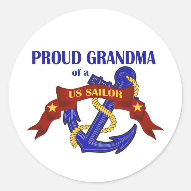 Sticker Rond Fière grand-mère d'un marin américain (Devant)